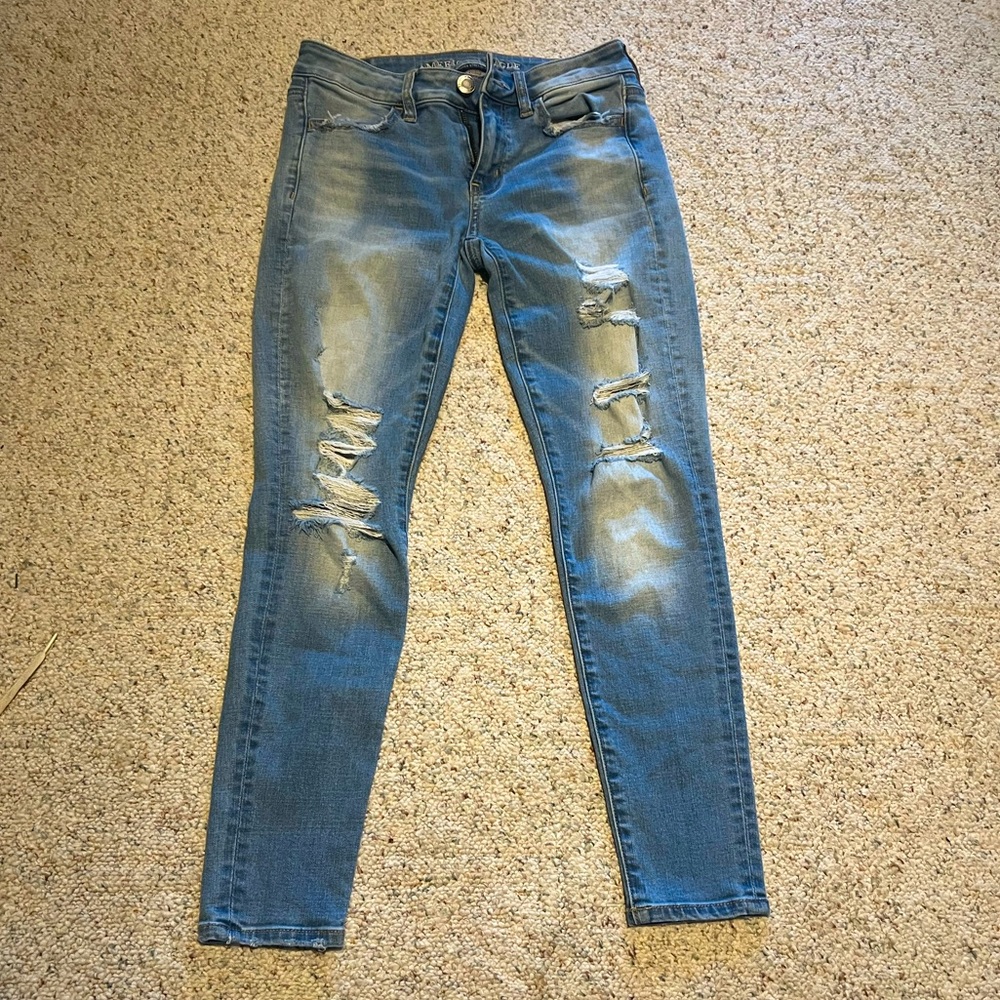 AMERICAN EAGLE OUTFITTERS WOMENS BLUE JEGGINGS SIZE 2 SHORT